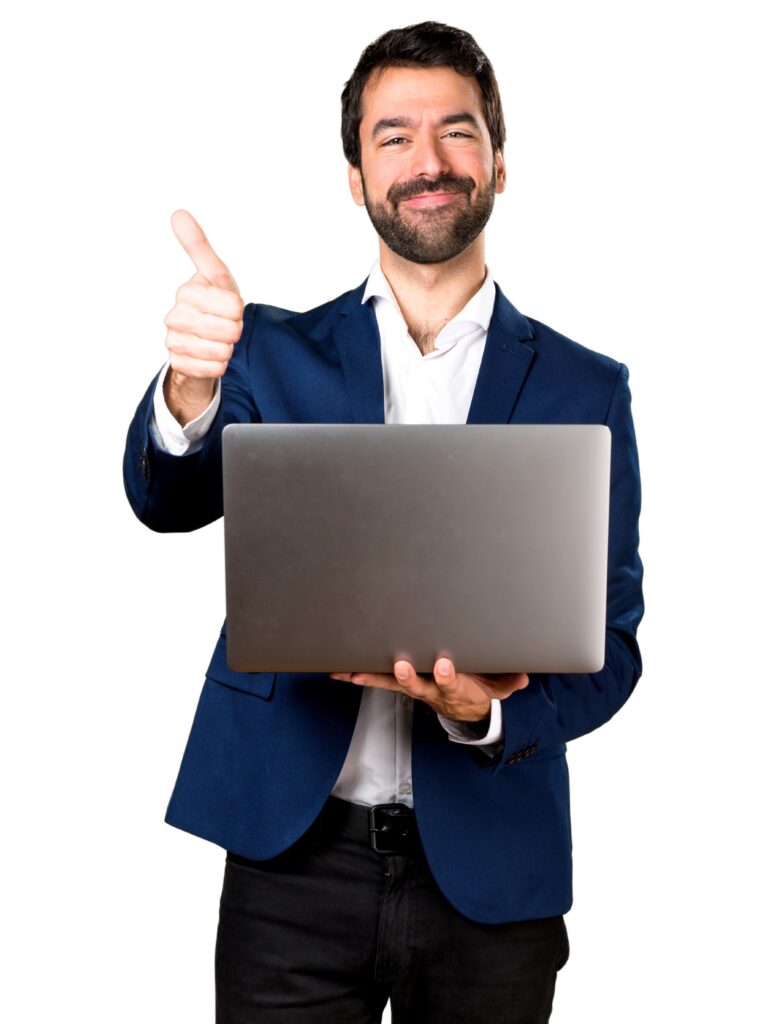 Handsome man with laptop